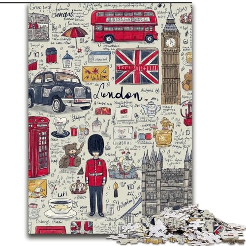 Puzzle für Erwachsene mit 1000 Teilen, London, Familienunterhaltungsspielzeug, ganze Familie, ab 14 Jahren (Größe 50x75cm) von MrChunlong