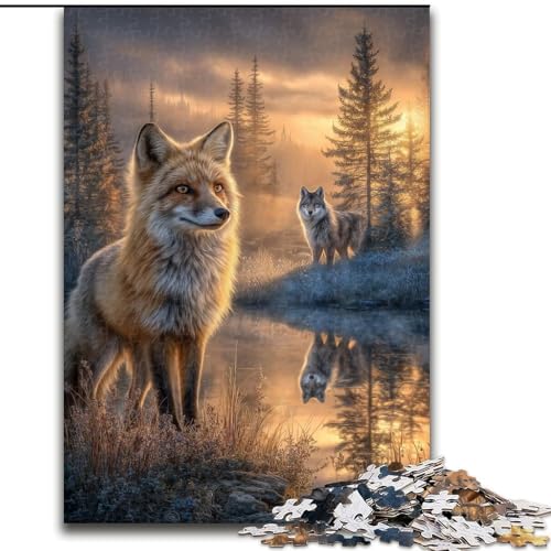 Puzzle für Erwachsene mit 1000 Teilen, Tier-Fuchs-Kunst, Familienunterhaltungsspielzeug, ganze Familie, ab 14 Jahren (Größe 26x38cm) von MrChunlong