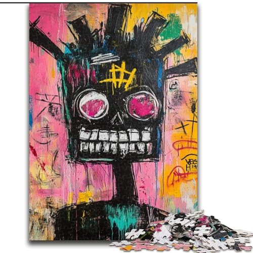 Puzzle für Erwachsene mit 1000 Teilen, Totenkopf im Basquiat-Stil, Familienunterhaltungsspielzeug, ganze Familie, ab 14 Jahren (Größe 50x75cm) von MrChunlong