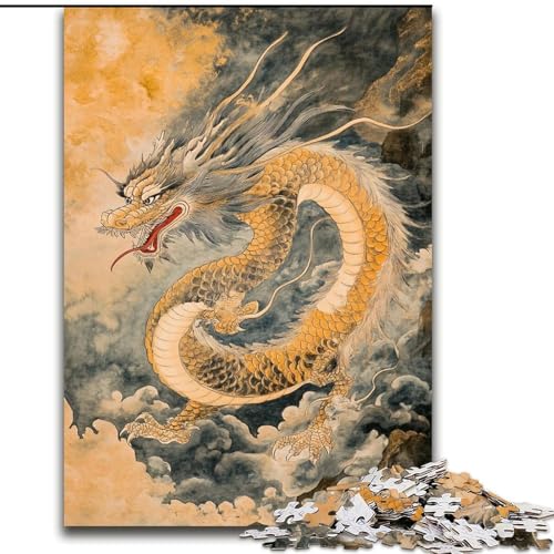 Puzzle für Erwachsene mit 1000 Teilen, japanischer Wellendrache, Familienunterhaltungsspielzeug, ganze Familie, ab 14 Jahren (Größe 26x38cm) von MrChunlong