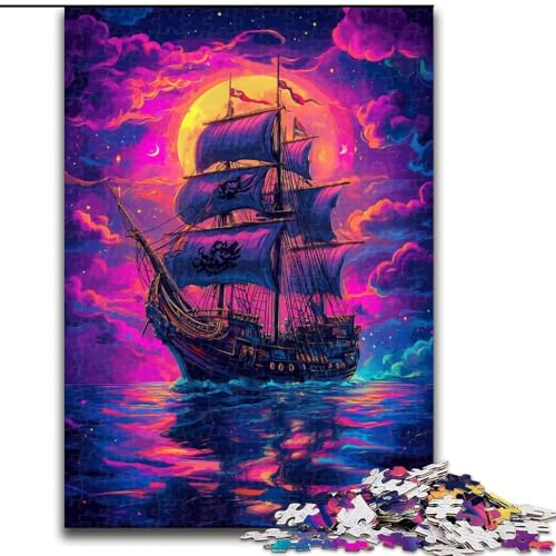 Puzzle für Erwachsene und Jugendliche, Puzzle, Seepiratenschiff, Spielzeug, Lernspiele, stressabbauende Wanddekoration (Größe 50x75cm) von MrChunlong