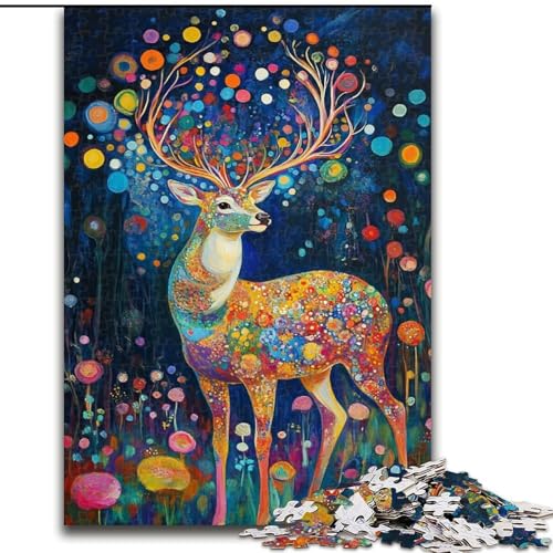 Puzzle für Erwachsene und Jugendliche, Puzzle Hirsch auf dem Berg, Spielzeug, Lernspiele, stressabbauende Wanddekoration (Größe 50x75cm) von MrChunlong