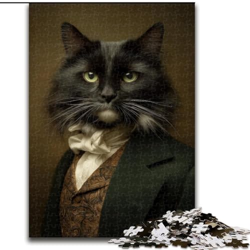 Puzzle für Erwachsene und Jugendliche, Puzzle Schwarze edle Katze, Spielzeug, Lernspiele, stressabbauende Wanddekoration (Größe 26x38cm) von MrChunlong