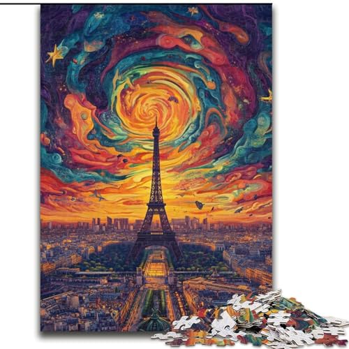 Puzzle für Erwachsene und Teenager, Puzzle Psychedelic Eiffel, Spielspielzeug, jedes Teil ist einzigartig – anspruchsvolles Familienspiel für 14-Jährige (Größe 50x75cm) von MrChunlong