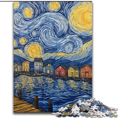 Puzzle für Erwachsene und Teenager, Puzzle Van Gogh Nachthimmel, Spielspielzeug, jedes Teil ist einzigartig – anspruchsvolles Familienspiel für 14-Jährige (Größe 50x75cm) von MrChunlong