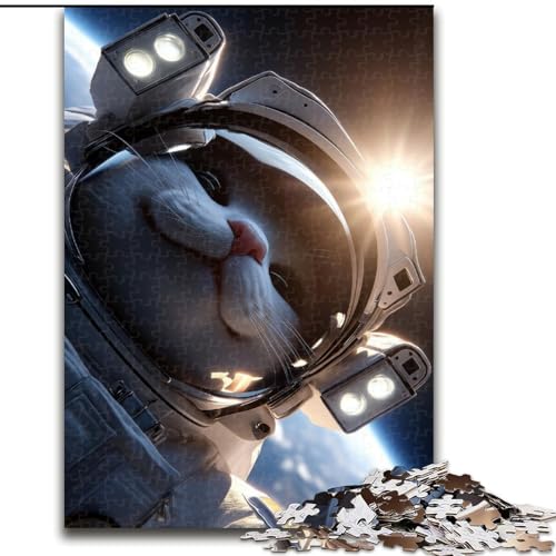 Puzzle für Teenager, 1000 Puzzles, Astronautenkatze, Familienaktivität, einzigartige Heimdekoration und Geschenke für Kinder ab 14 Jahren (Größe 50x75cm) von MrChunlong