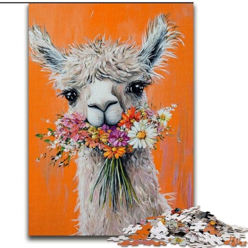 Puzzle für Teenager, 1000 Puzzles, Blumen-Alpaka, Familienaktivität, einzigartige Heimdekoration und Geschenke für Kinder ab 14 Jahren (Größe 50x75cm) von MrChunlong