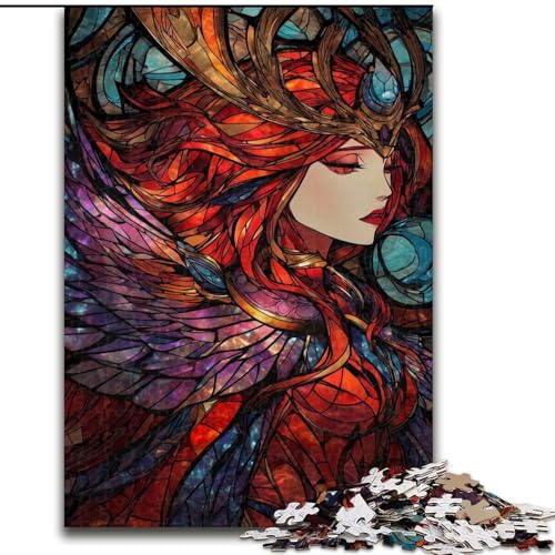 Puzzle für Teenager, 1000 Puzzles, Buntglasgöttin, Familienaktivität, einzigartige Heimdekoration und Geschenke für Kinder ab 14 Jahren (Größe 26x38cm) von MrChunlong