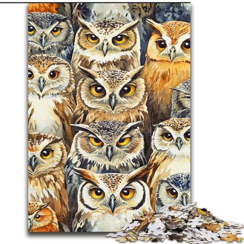 Puzzle für Teenager, 1000 Puzzles, Eulencollage, Familienaktivität, einzigartige Heimdekoration und Geschenke für Kinder ab 14 Jahren (Größe 50x75cm) von MrChunlong