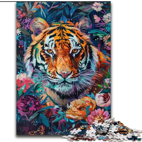 Puzzle für Teenager, 1000 Puzzles, Tigerblumen, Familienaktivität, einzigartige Heimdekoration und Geschenke für Kinder ab 14 Jahren (Größe 50x75cm) von MrChunlong