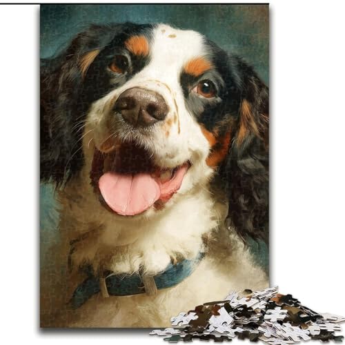 Puzzle für Teenager, 1000 Puzzles, lächelnder Hund, hilft dem Gehirn, süchtig machendes Spielzeug zu trainieren, um Geduld zu fördern, perfekte Dekoration (Größe 26x38cm) von MrChunlong