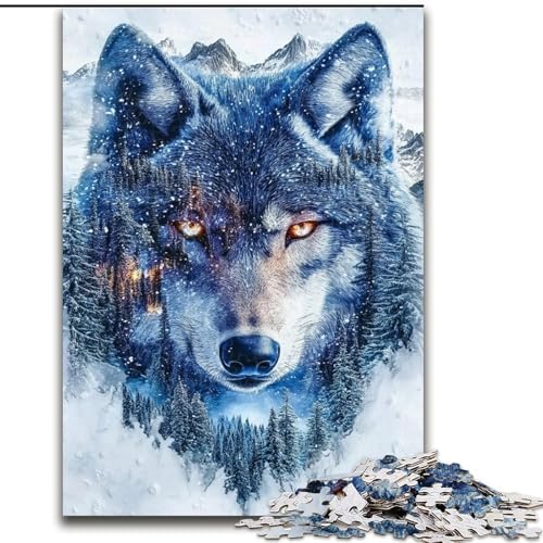 Puzzle für Teenager, 1000 Puzzleteile, Aquarellwolf, Familienaktivität, einzigartige Heimdekoration und Geschenke für Kinder ab 14 Jahren (Größe 26x38cm) von MrChunlong