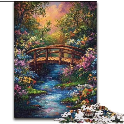 Puzzle für Teenager, 1000 Puzzleteile, Herbstliche Holzbrücke, Familienaktivität, einzigartige Heimdekoration und Geschenke für Kinder ab 14 Jahren (Größe 50x75cm) von MrChunlong