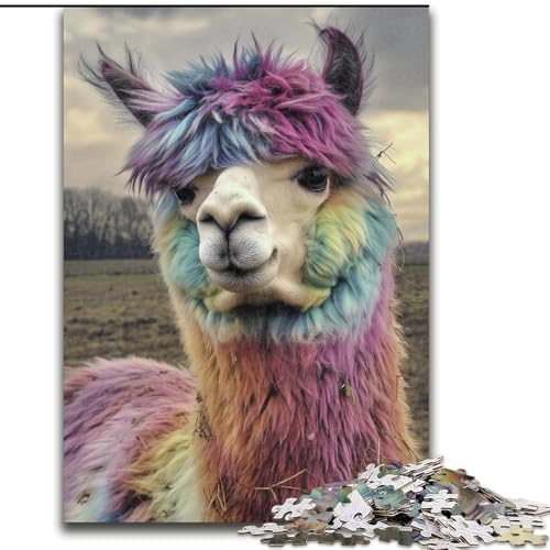 Puzzle für Teenager, 1000 Puzzleteile, buntes Alpaka, Familienaktivität, einzigartige Heimdekoration und Geschenke für Kinder ab 14 Jahren (Größe 26x38cm) von MrChunlong