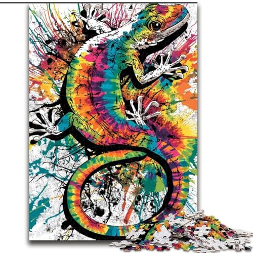 Puzzle für Teenager, 1000 Teile, Aquarell-Gecko, Lernspielzeug, einzigartige Geburtstags- und Geschenkideen für Kinder ab 14 Jahren (Größe 50x75cm) von MrChunlong