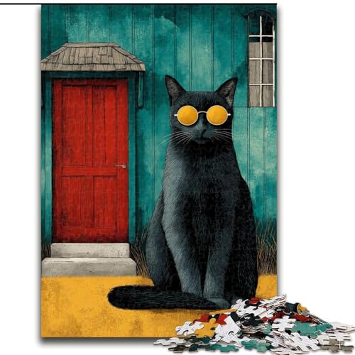 Puzzle für Teenager, 1000 Teile, Art Cat, anspruchsvolles Spiel und Familienspiel mit vollständig ineinandergreifenden, zufällig geformten Teilen (Größe 26x38cm) von MrChunlong
