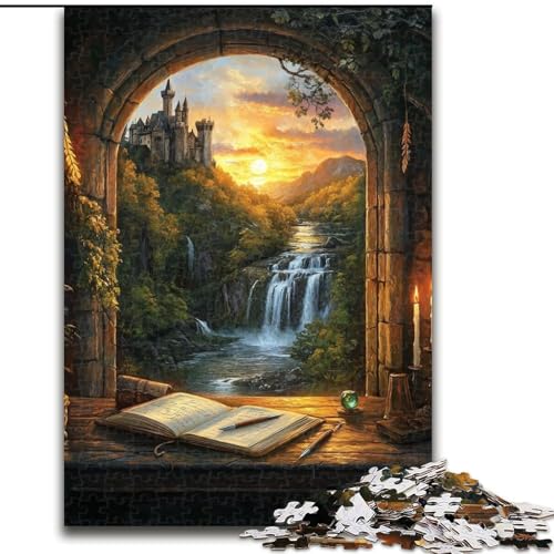 Puzzle für Teenager, 1000 Teile, Bücher am Fenster, anspruchsvolles Spiel und Familienspiel mit vollständig ineinandergreifenden, zufällig geformten Teilen (Größe 26x38cm) von MrChunlong