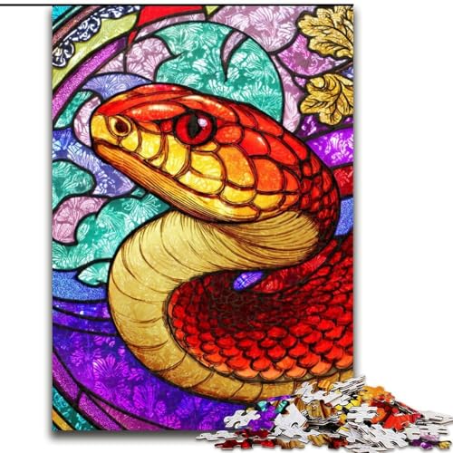 Puzzle für Teenager, 1000 Teile, Buntglasschlange, Trainieren Sie Ihr Gehirn und Ihre Hände, Einzigartige Geburtstags- und Geschenkideen für Kinder ab 14 Jahren (Größe 50x75cm) von MrChunlong