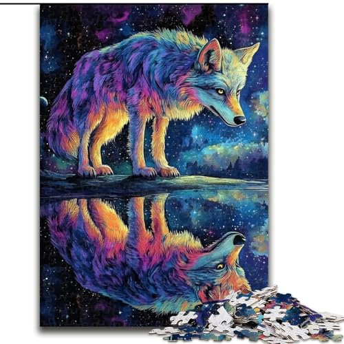 Puzzle für Teenager, 1000 Teile, Cosmic Wolf, Lernspielzeug, einzigartige Geburtstags- und Geschenkideen für Kinder ab 14 Jahren (Größe 50x75cm) von MrChunlong