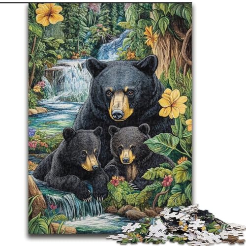 Puzzle für Teenager, 1000 Teile, Dschungel-Schwarzbär, Spielspielzeug, jedes Teil ist einzigartig – anspruchsvolles Familienspiel für 14-Jährige (Größe 26x38cm) von MrChunlong