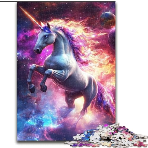 Puzzle für Teenager, 1000 Teile, Einhorn des Universums, Lernspielzeug, einzigartige Geburtstags- und Geschenkideen für Kinder ab 14 Jahren (Größe 50x75cm) von MrChunlong