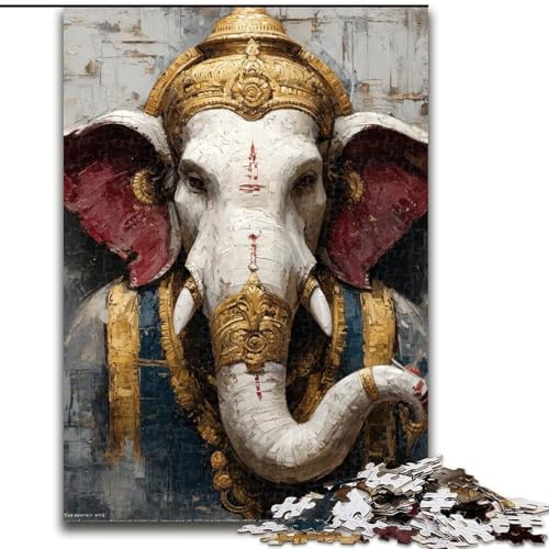 Puzzle für Teenager, 1000 Teile, Elefanten-Buddha, Lernspielzeug, einzigartige Geburtstags- und Geschenkideen für Kinder ab 14 Jahren (Größe 50x75cm) von MrChunlong