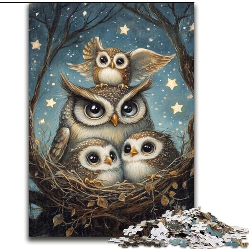Puzzle für Teenager, 1000 Teile, Eulenfamilie, dekomprimierendes intellektuelles Lernspielzeug, ganze Familie (Größe 50x75cm) von MrChunlong