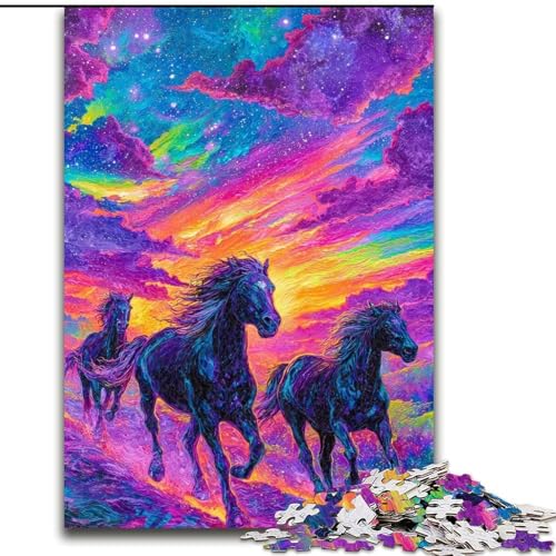 Puzzle für Teenager, 1000 Teile, Fantasiepferd, anspruchsvolles Spiel und Familienspiel mit vollständig ineinandergreifenden, zufällig geformten Teilen (Größe 26x38cm) von MrChunlong