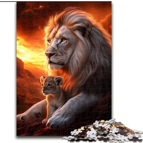 Puzzle für Teenager, 1000 Teile, Graslandlöwe, anspruchsvolles Spiel und Familienspiel mit vollständig ineinandergreifenden, zufällig geformten Teilen (Größe 50x75cm) von MrChunlong