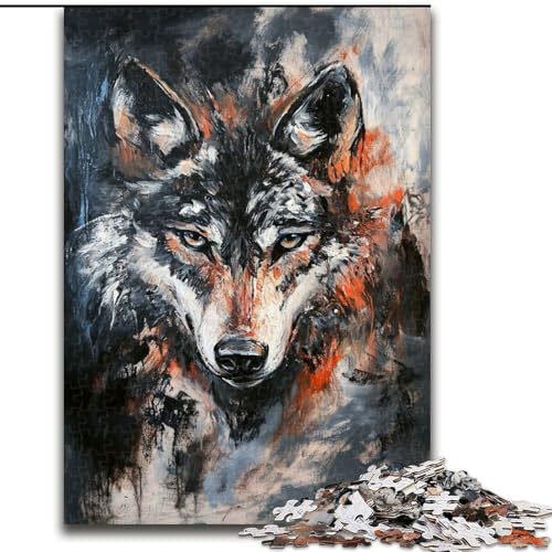 Puzzle für Teenager, 1000 Teile, Grauer Wolf, Lernspielzeug, einzigartige Geburtstags- und Geschenkideen für Kinder ab 14 Jahren (Größe 50x75cm) von MrChunlong