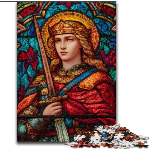 Puzzle für Teenager, 1000 Teile, Heiliger Engel, Buntglas, anspruchsvolles Spiel und Familienspiel mit vollständig ineinandergreifenden, zufällig geformten Teilen (Größe 50x75cm) von MrChunlong