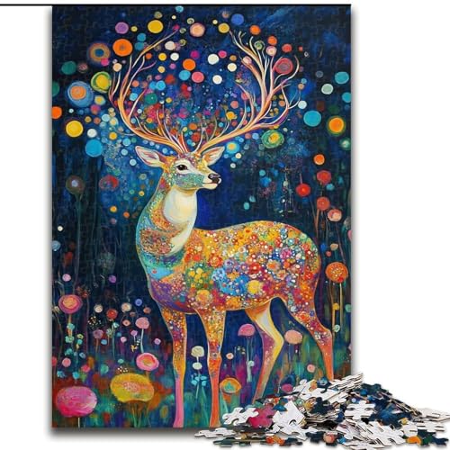 Puzzle für Teenager, 1000 Teile, Hirsch auf dem Berg, dekomprimierendes intellektuelles Lernspielzeug, ganze Familie (Größe 26x38cm) von MrChunlong