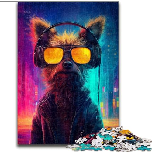 Puzzle für Teenager, 1000 Teile, Hund mit Brille, Lernspielzeug, einzigartige Geburtstags- und Geschenkideen für Kinder ab 14 Jahren (Größe 50x75cm) von MrChunlong