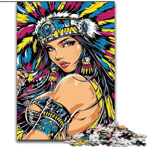 Puzzle für Teenager, 1000 Teile, Indianerprinzessin, Spielspielzeug, jedes Teil ist einzigartig – anspruchsvolles Familienspiel für 14-Jährige (Größe 50x75cm) von MrChunlong