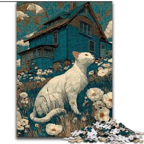 Puzzle für Teenager, 1000 Teile, Katze, dekomprimierendes intellektuelles Lernspielzeug, ganze Familie (Größe 26x38cm) von MrChunlong