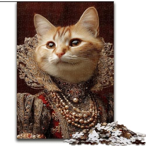 Puzzle für Teenager, 1000 Teile, Katze aus Einer aristokratischen Familie, anspruchsvolles Spiel und Familienspaß mit vollständig ineinandergreifenden, zufällig geformten Teilen (Größe 26x38cm) von MrChunlong