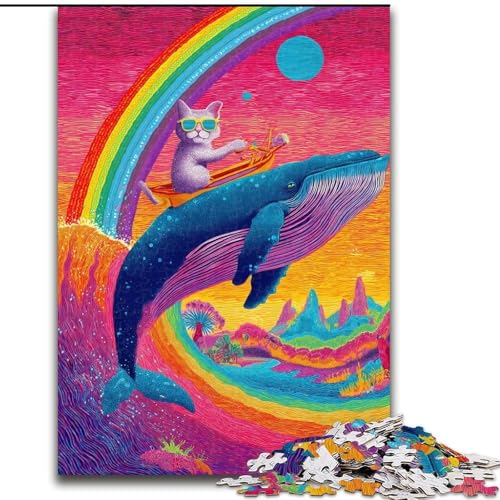 Puzzle für Teenager, 1000 Teile, Katzen und Wale, Lernspielzeug, einzigartige Geburtstags- und Geschenkideen für Kinder ab 14 Jahren (Größe 26x38cm) von MrChunlong