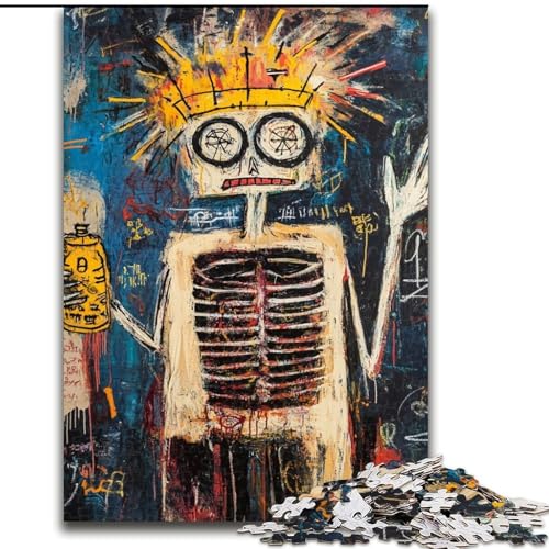 Puzzle für Teenager, 1000 Teile, Königsschädel im Basquiat-Stil, anspruchsvolles Spiel und Familienspiel mit vollständig ineinandergreifenden, zufällig geformten Teilen (Größe 26x38cm) von MrChunlong
