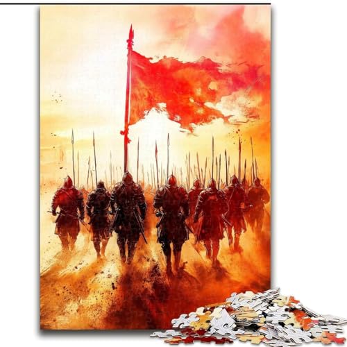Puzzle für Teenager, 1000 Teile, Krieger, anspruchsvolles Spiel und Familienspiel mit vollständig ineinandergreifenden, zufällig geformten Teilen (Größe 50x75cm) von MrChunlong