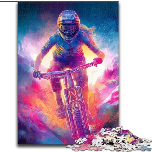 Puzzle für Teenager, 1000 Teile, Mountainbiken, anspruchsvolles Spiel und Familienspiel mit vollständig ineinandergreifenden, zufällig geformten Teilen (Größe 50x75cm) von MrChunlong