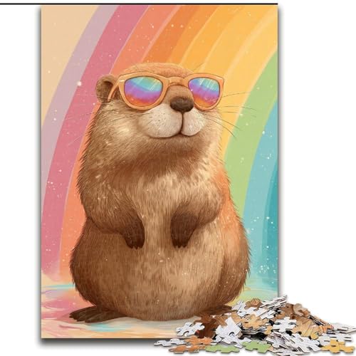 Puzzle für Teenager, 1000 Teile, Otter mit Brille, Lernspielzeug, einzigartige Geburtstags- und Geschenkideen für Kinder ab 14 Jahren (Größe 50x75cm) von MrChunlong