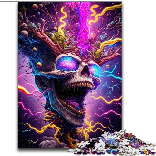 Puzzle für Teenager, 1000 Teile, PSYSKULL, anspruchsvolles Spiel und Familienspiel mit vollständig ineinandergreifenden, zufällig geformten Teilen (Größe 26x38cm) von MrChunlong