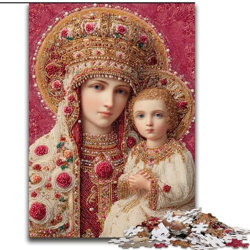 Puzzle für Teenager, 1000 Teile, Porträt von Maria, der Mutter, anspruchsvolles Spiel und Familienspiel mit vollständig ineinandergreifenden, zufällig geformten Teilen (Größe 26x38cm) von MrChunlong