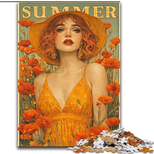Puzzle für Teenager, 1000 Teile, Sommermädchen, Lernspielzeug, einzigartige Geburtstags- und Geschenkideen für Kinder ab 14 Jahren (Größe 50x75cm) von MrChunlong