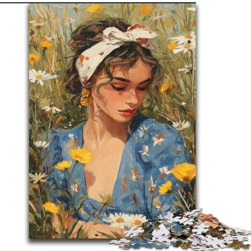 Puzzle für Teenager, 1000 Teile, Sommermädchen, anspruchsvolles Spiel und Familienspiel mit vollständig ineinandergreifenden, zufällig geformten Teilen (Größe 50x75cm) von MrChunlong