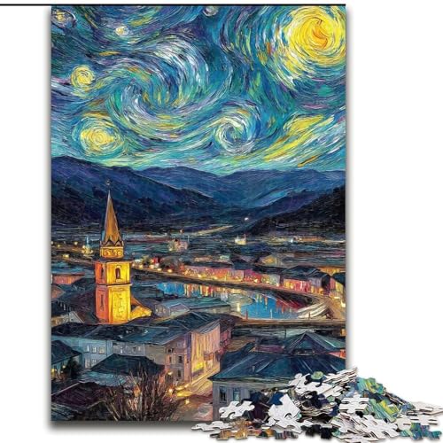 Puzzle für Teenager, 1000 Teile, Stadtbild unter dem Nachthimmel, anspruchsvolles Spiel und Familienspiel mit vollständig ineinandergreifenden, zufällig geformten Teilen (Größe 26x38cm) von MrChunlong