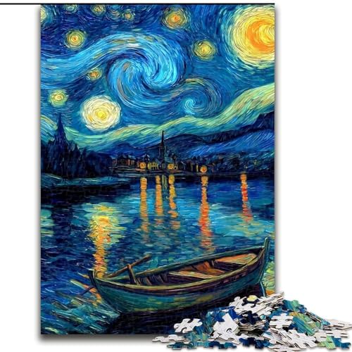 Puzzle für Teenager, 1000 Teile, Sternenhimmel-Boot, anspruchsvolles Spiel und Familienspiel mit vollständig ineinandergreifenden, zufällig geformten Teilen (Größe 26x38cm) von MrChunlong