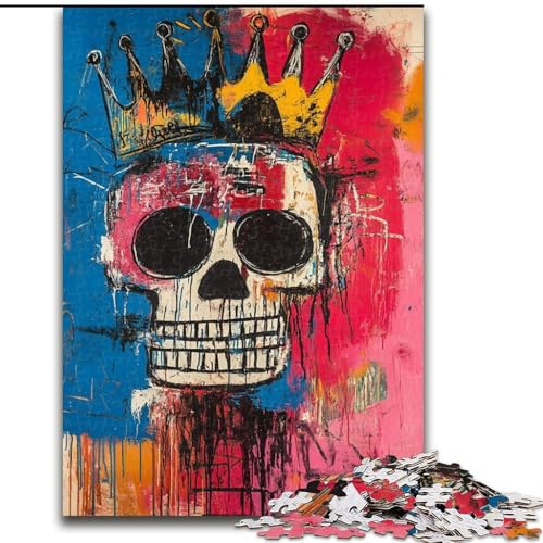 Puzzle für Teenager, 1000 Teile, Totenkopf im Basquiat-Stil, Lernspielzeug, einzigartige Geburtstags- und Geschenkideen für Kinder ab 14 Jahren (Größe 26x38cm) von MrChunlong