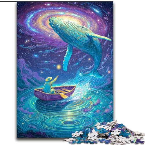 Puzzle für Teenager, 1000 Teile, Wale im Weltraum, Lernspielzeug, einzigartige Geburtstags- und Geschenkideen für Kinder ab 14 Jahren (Größe 26x38cm) von MrChunlong
