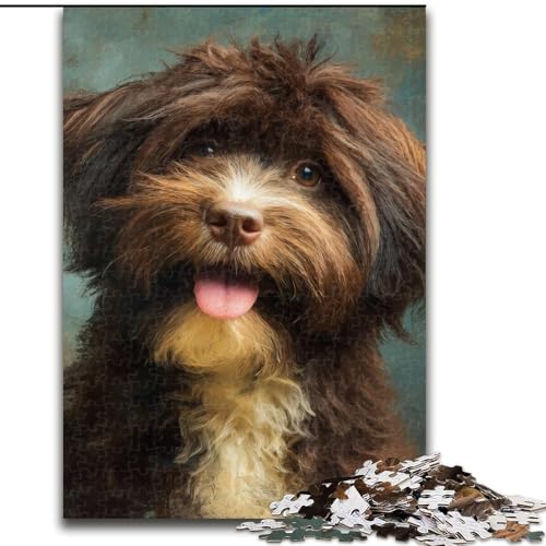 Puzzle für Teenager, 1000 Teile, lächelnder Hund, anspruchsvolles Spiel und Familienspiel mit vollständig ineinandergreifenden, zufällig geformten Teilen (Größe 26x38cm) von MrChunlong